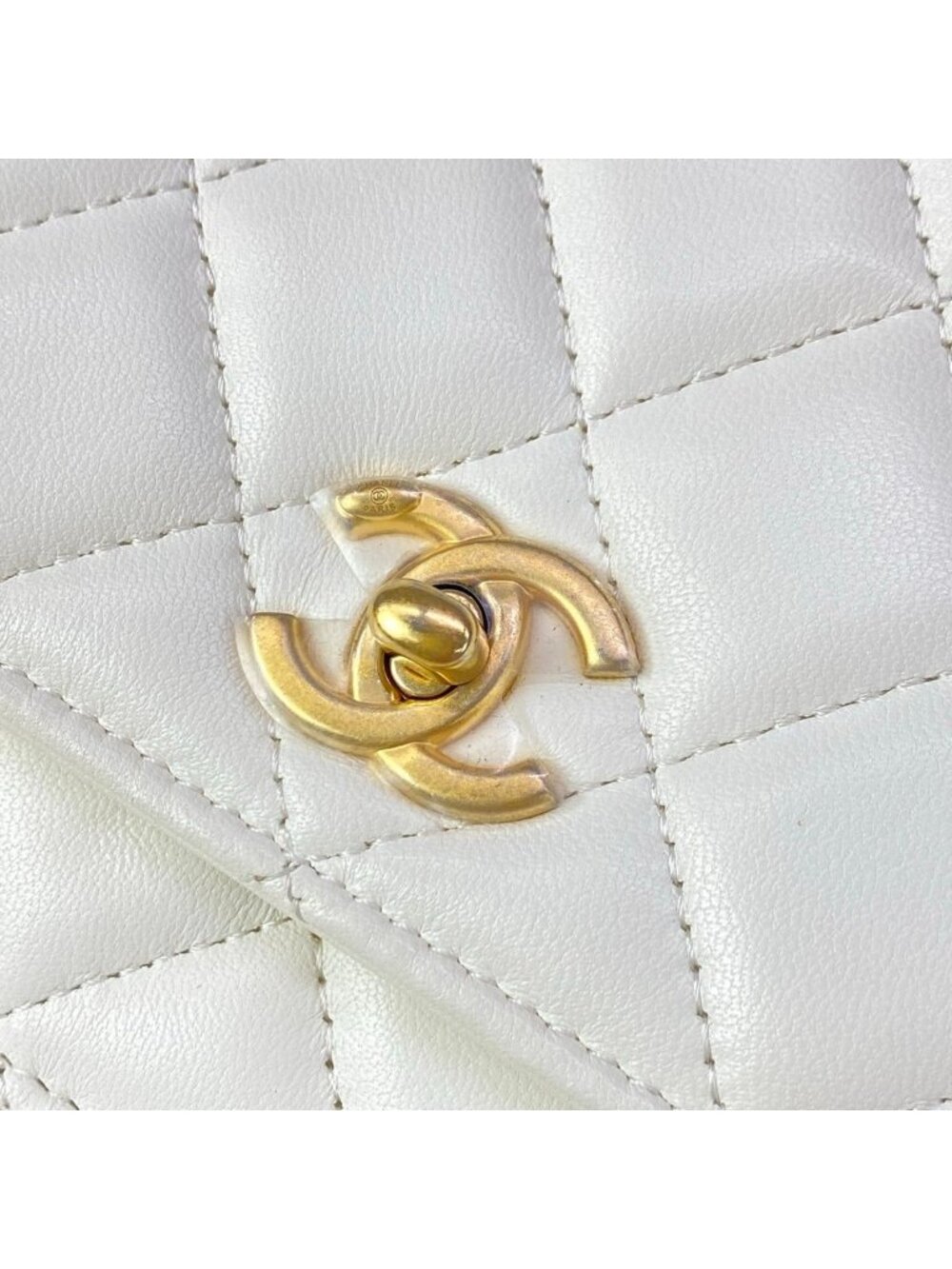 Chanel Wallet Quilted White Chain Gold Coco Ball Aja Star Lambskin Shoulder Bag - Picture 11 of 13
